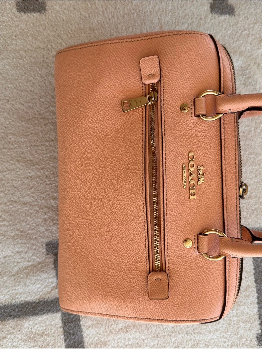 Coach Pebbled Leather Satchel in Peach Rowan 2022